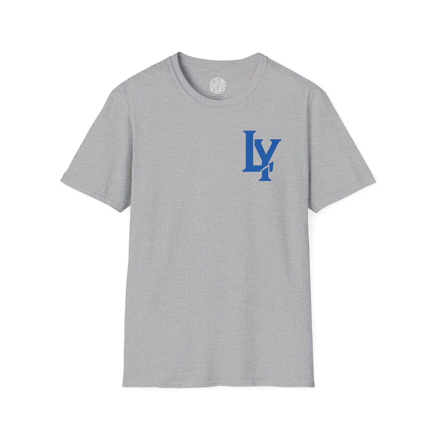 Minimalist Unisex Softstyle T-Shirt with Bold Blue Lettering, Casual Wear, Gift for Her, Everyday Apparel, Stylish Statement Tee