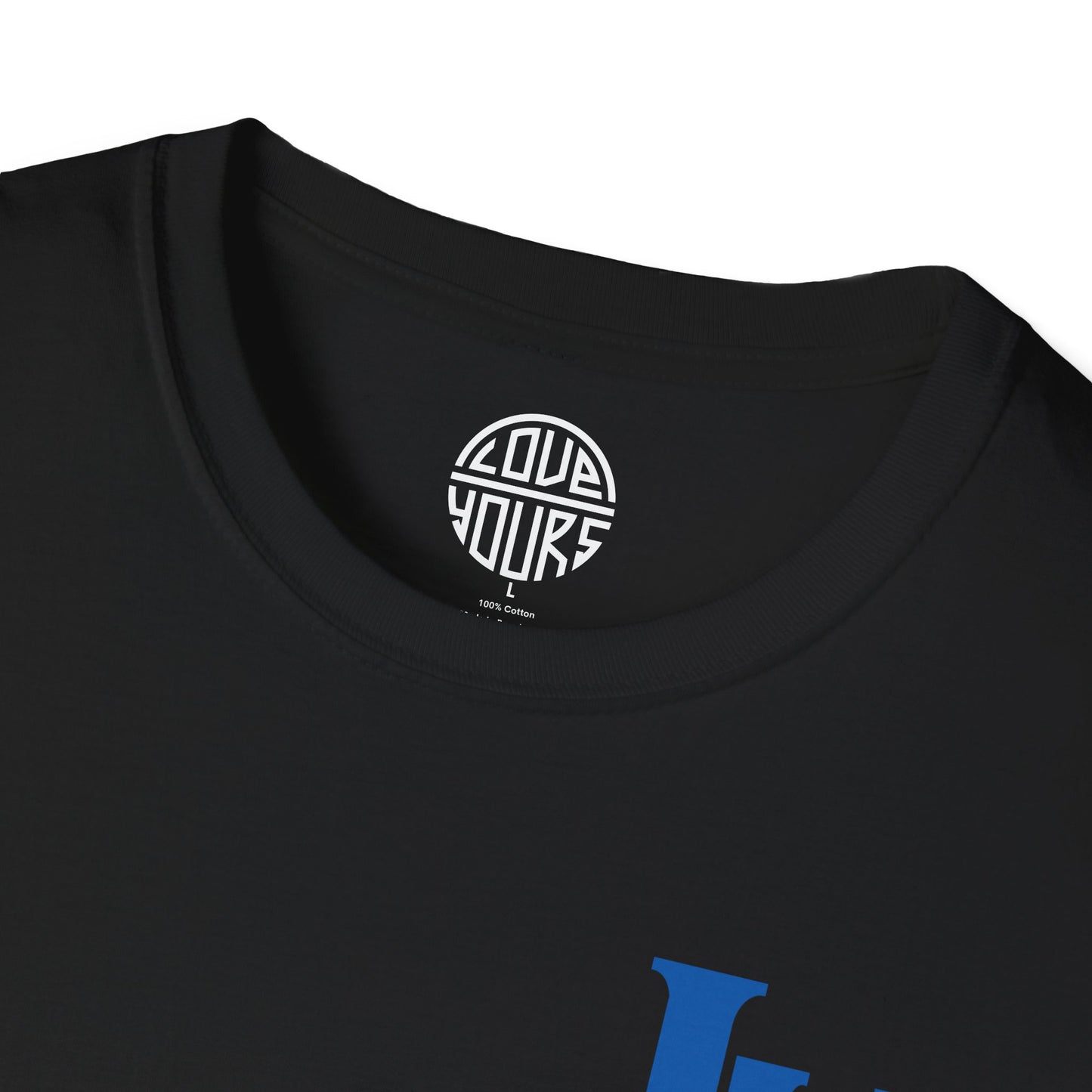 Minimalist Unisex Softstyle T-Shirt with Bold Blue Lettering, Casual Wear, Gift for Her, Everyday Apparel, Stylish Statement Tee