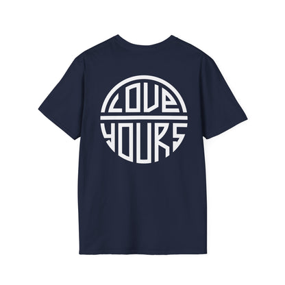 Minimalist Unisex Softstyle T-Shirt with Bold Blue Lettering, Casual Wear, Gift for Her, Everyday Apparel, Stylish Statement Tee