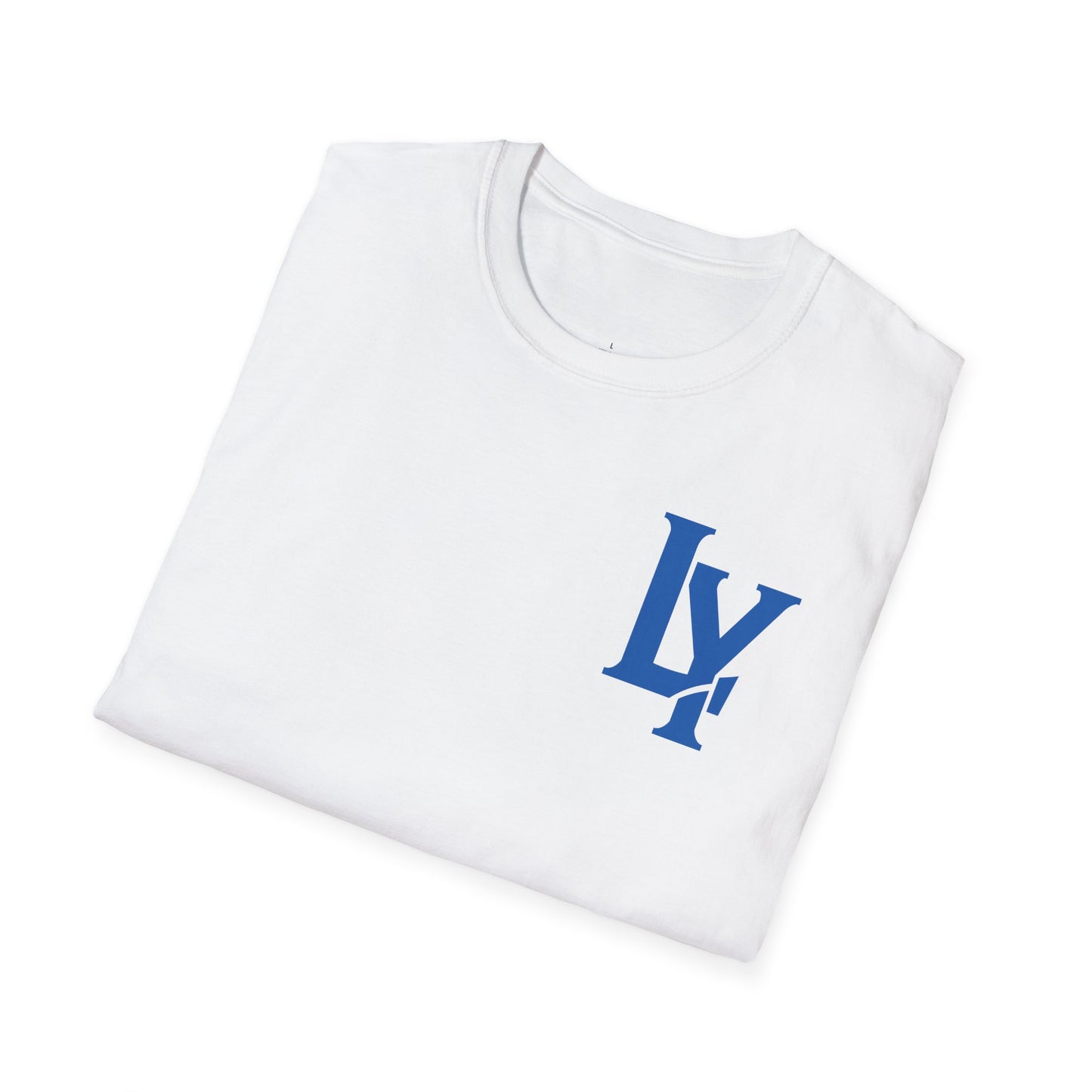 Minimalist Unisex Softstyle T-Shirt with Bold Blue Lettering, Casual Wear, Gift for Her, Everyday Apparel, Stylish Statement Tee