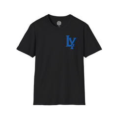 Minimalist Unisex Softstyle T-Shirt with Bold Blue Lettering, Casual Wear, Gift for Her, Everyday Apparel, Stylish Statement Tee