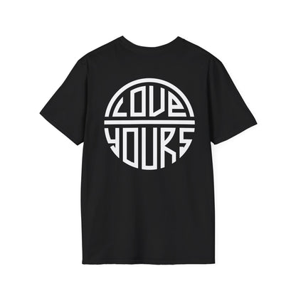 Minimalist Unisex Softstyle T-Shirt with Bold Blue Lettering, Casual Wear, Gift for Her, Everyday Apparel, Stylish Statement Tee