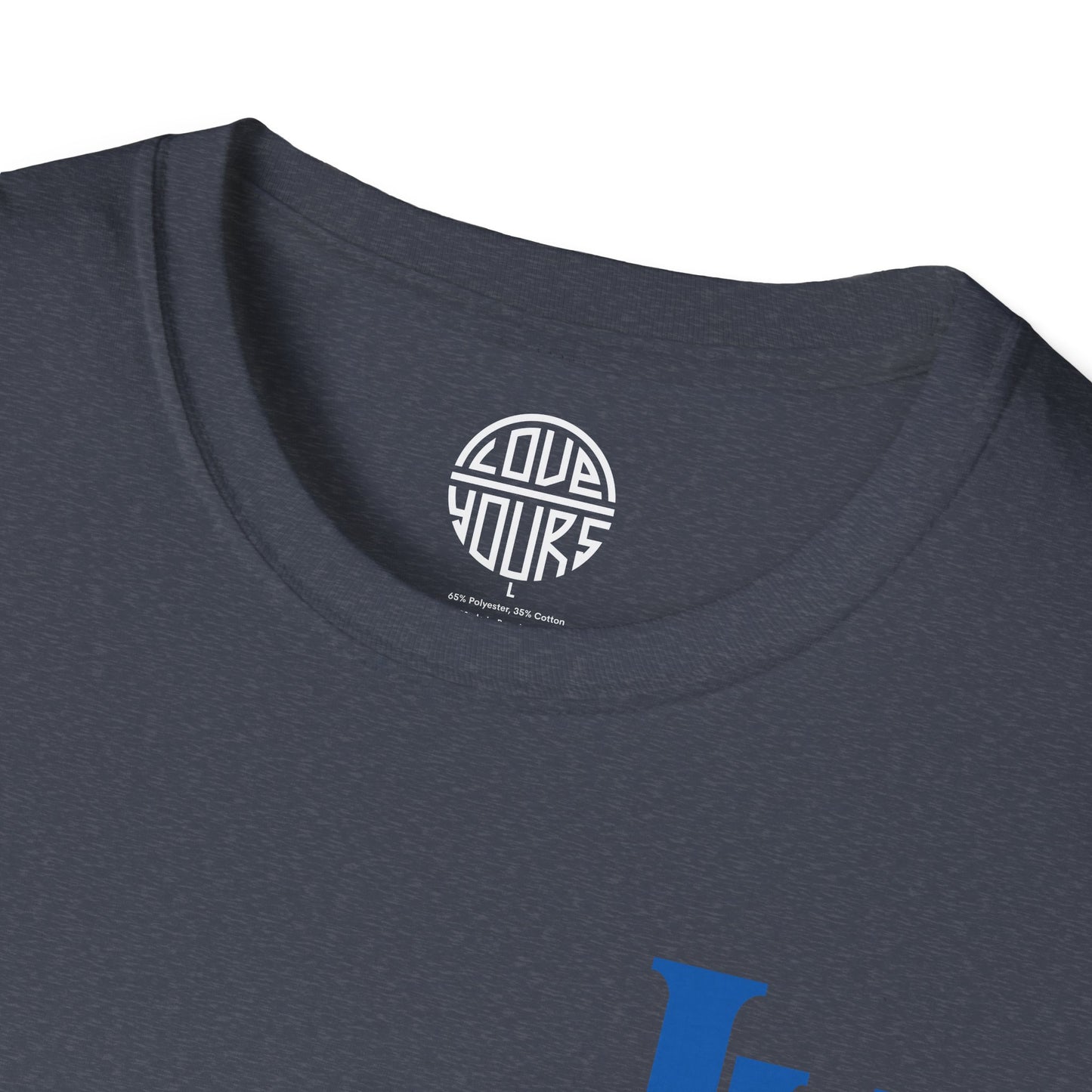 Minimalist Unisex Softstyle T-Shirt with Bold Blue Lettering, Casual Wear, Gift for Her, Everyday Apparel, Stylish Statement Tee